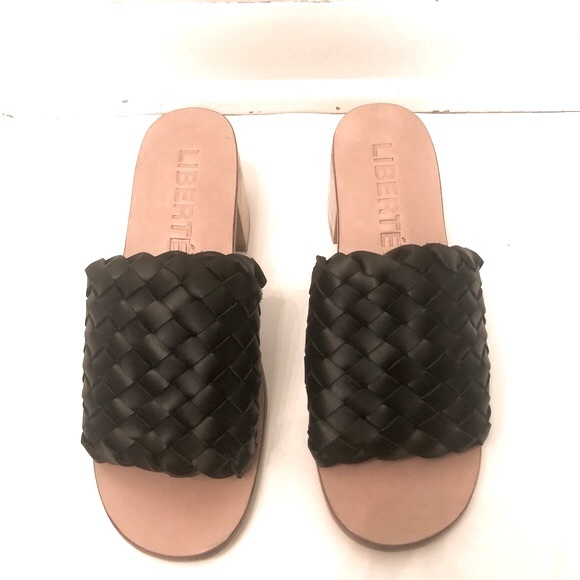 Liberté Santorini Black Woven Leather Mule Sandals - Size 6 - Picture 5 of 10